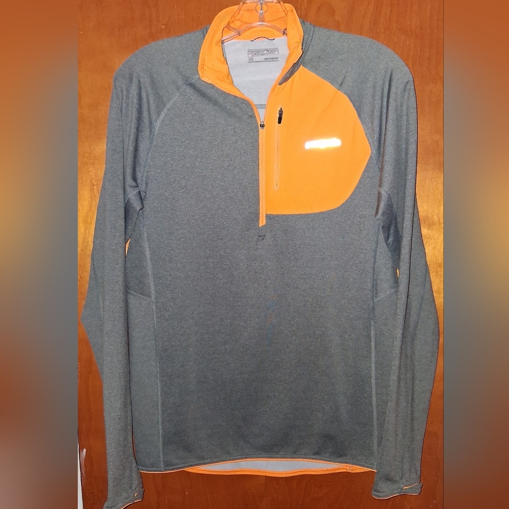 Patagonia Men's Performance Quarter Zip Jacket in Gray and Orange